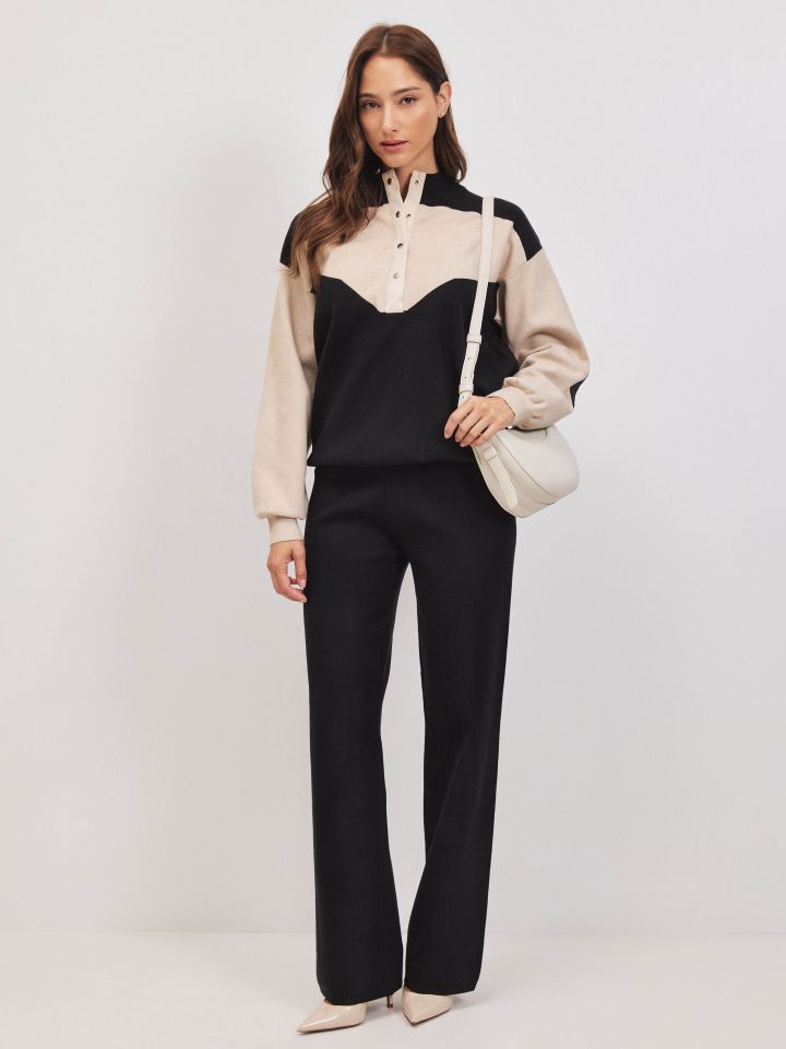 חליפת סריג שילובים בצבע שחור