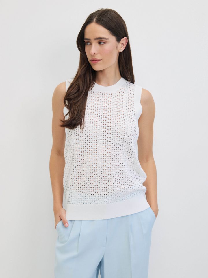 סריג רשת קולר בצבע לבן