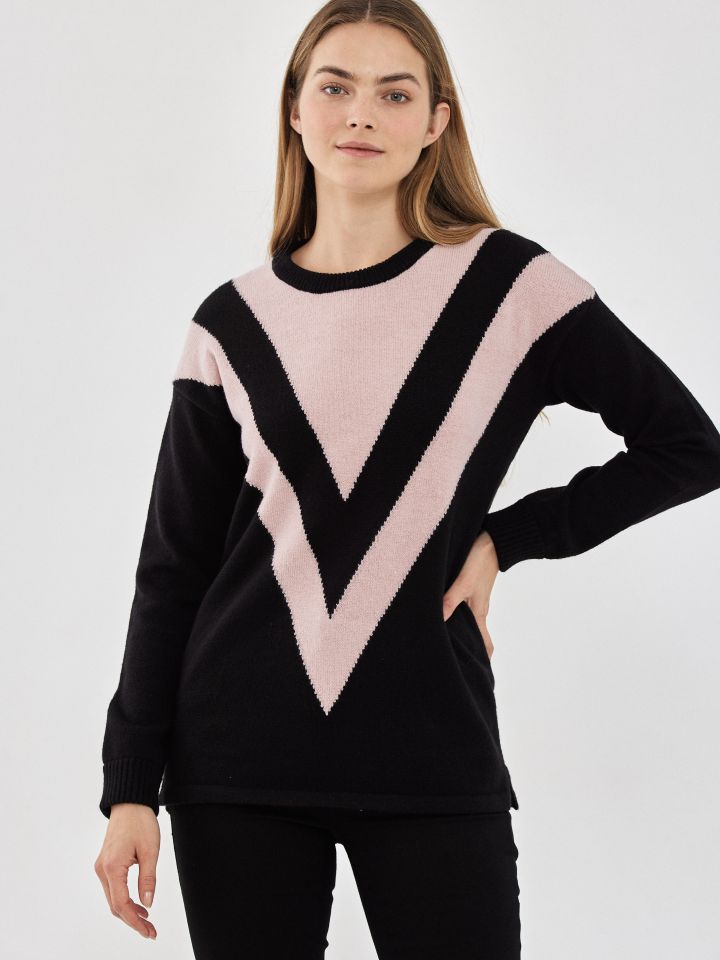 סריג שילובים  V בצבע ורוד עתיק