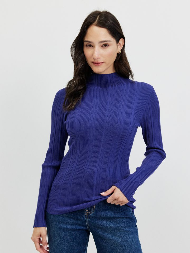 סריג ריב חצי גולף PROMO בצבע סגול