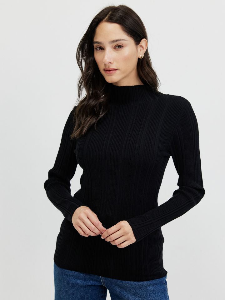 סריג ריב חצי גולף PROMO בצבע שחור