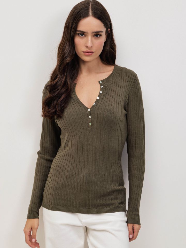 סריג ריב שינה PROMO בצבע ירוק כהה