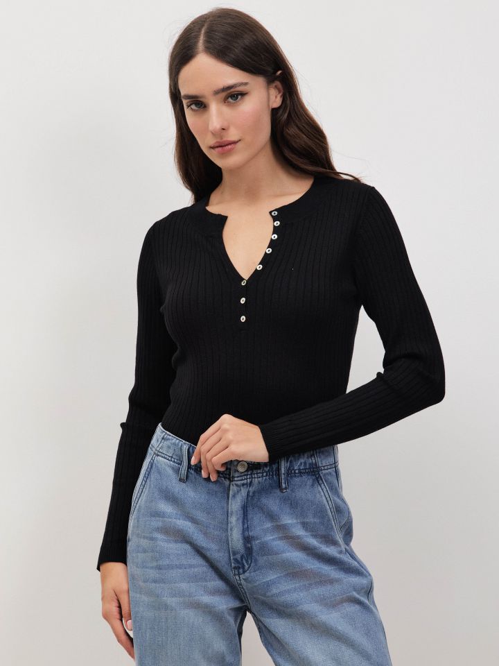 סריג ריב שינה PROMO בצבע שחור