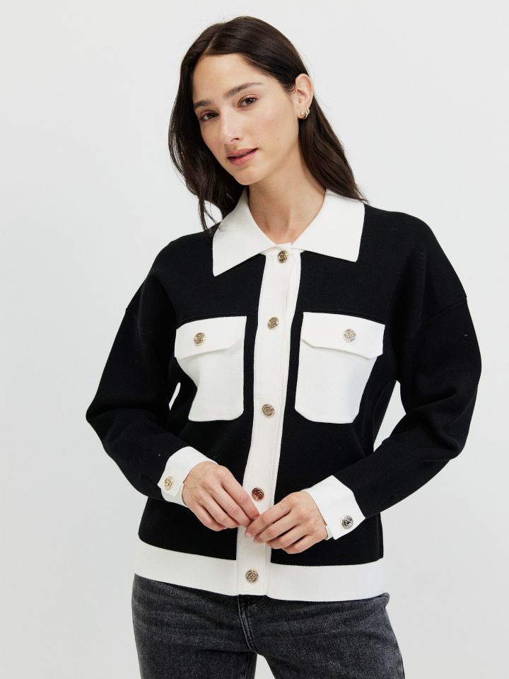 עליונית סריג שילובים בצבע שחור