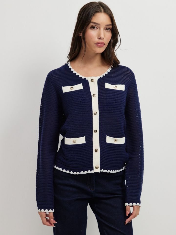 עליונית סריג קרושה שילובים בצבע נייבי