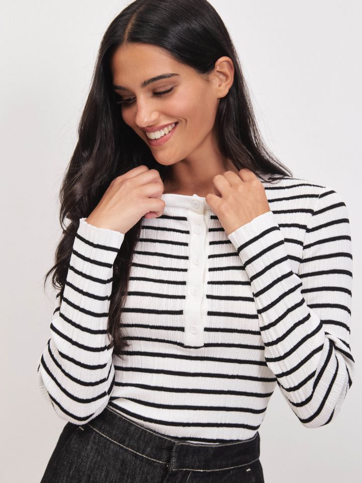 סריג פסים שינה PROMO בצבע אופוויט