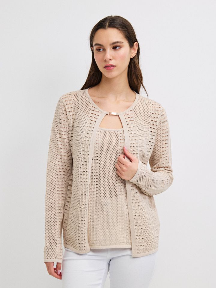 טווין סט סריג אבזם בצבע בייז’