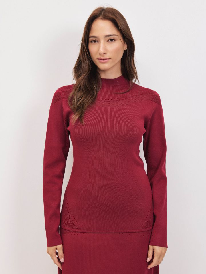 חולצה סריג LIA בצבע דובדבן