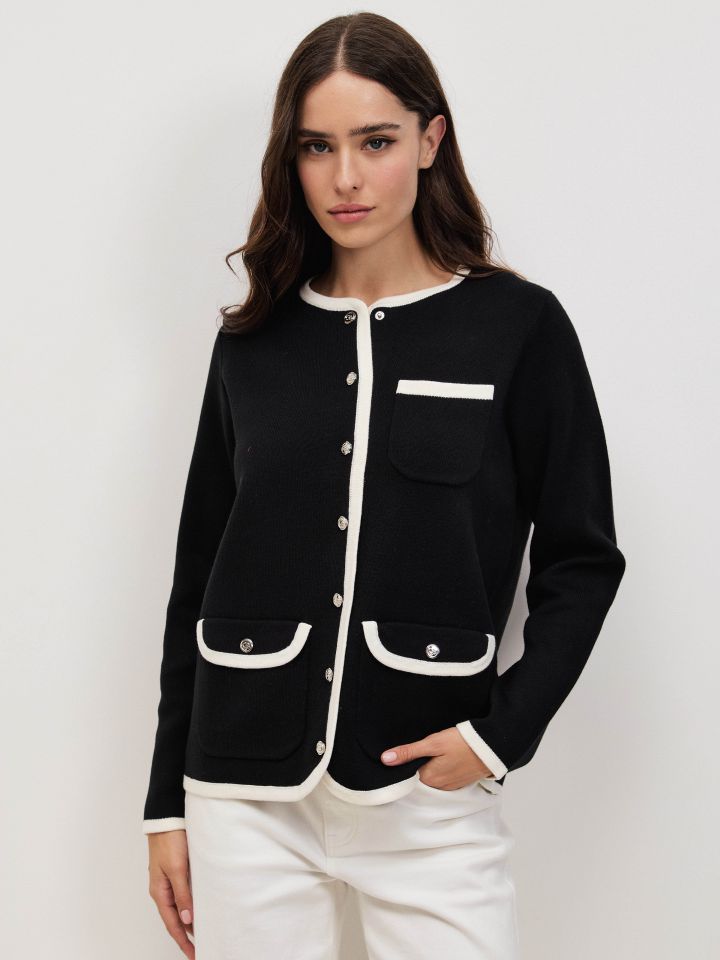 עליונית סריג שילובים בצבע שחור