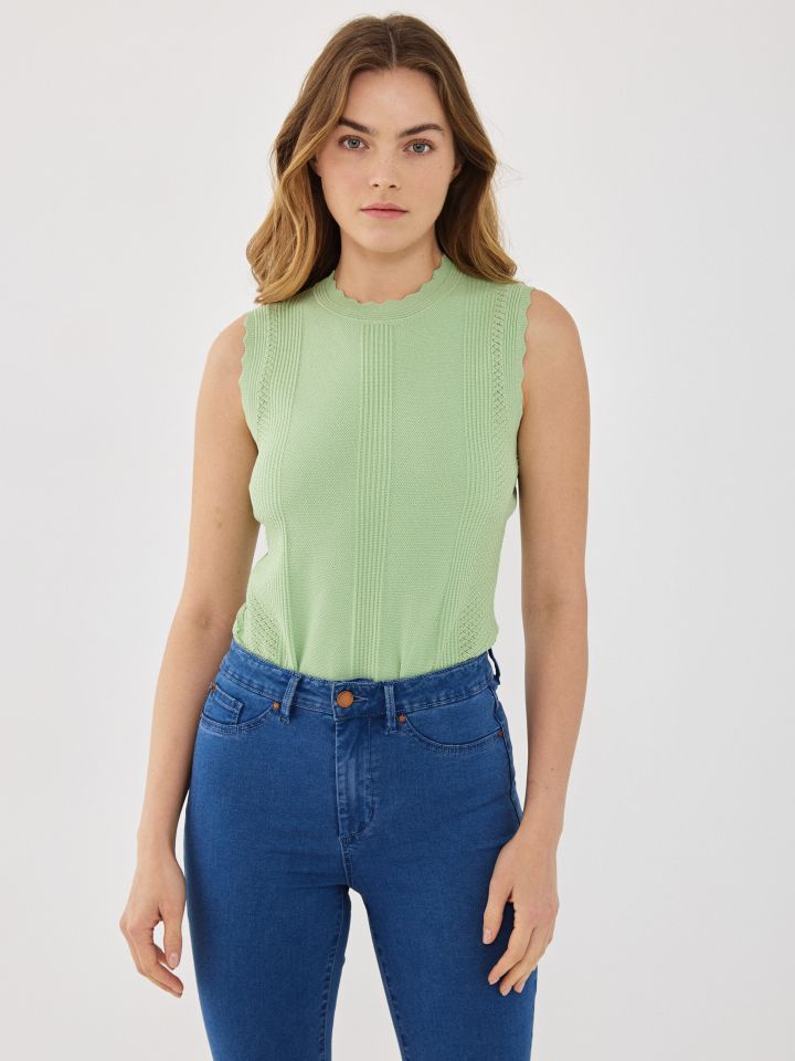 גופיה סריג SHIRA בצבע ירוק