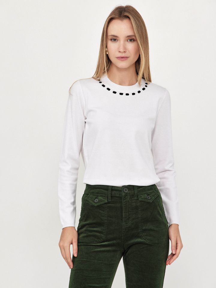 סריג פתח שילוב PROMO בצבע לבן