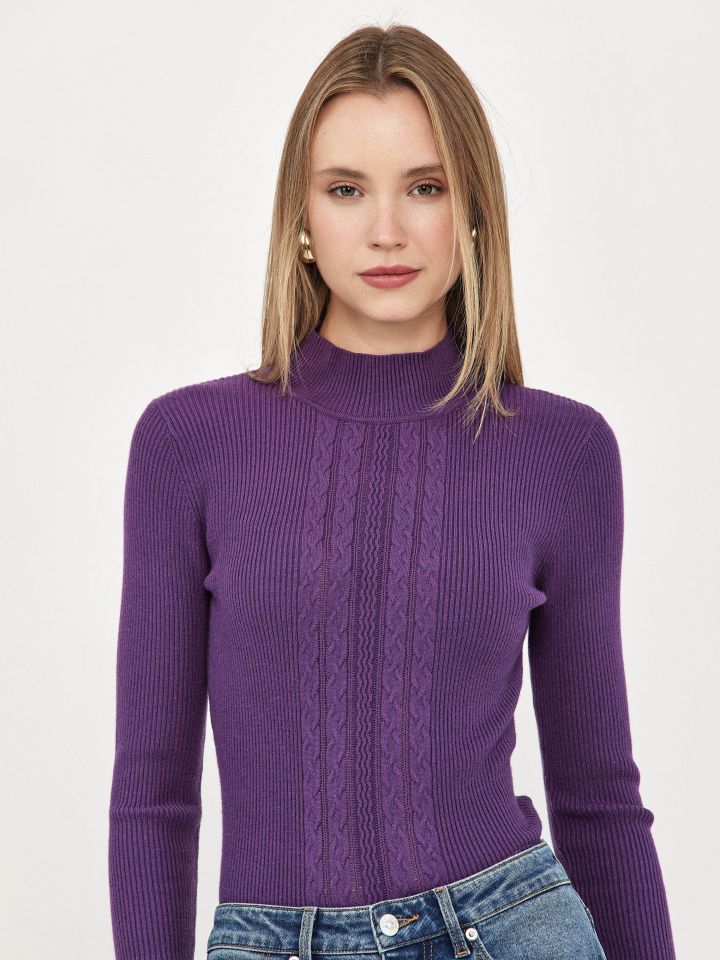 סריג חצי גולף  PROMO בצבע סגול