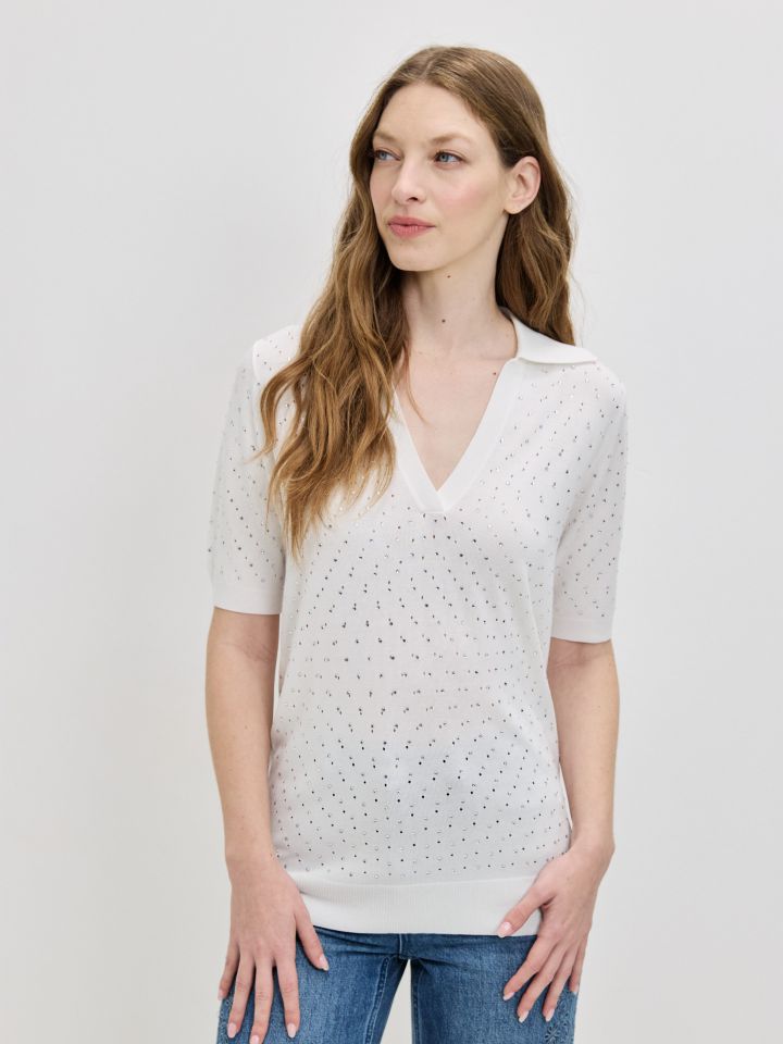 סריג רשת דמוי יהלומים בצבע אופוויט