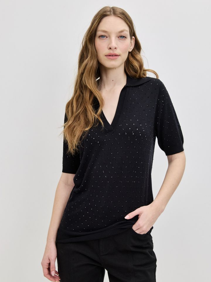 סריג רשת דמוי יהלומים בצבע שחור