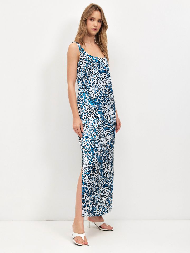 שמלה דפוס סטן PROMO בצבע מנומר