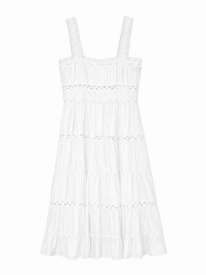 שמלה וואל שילוב קרושה בצבע לבן