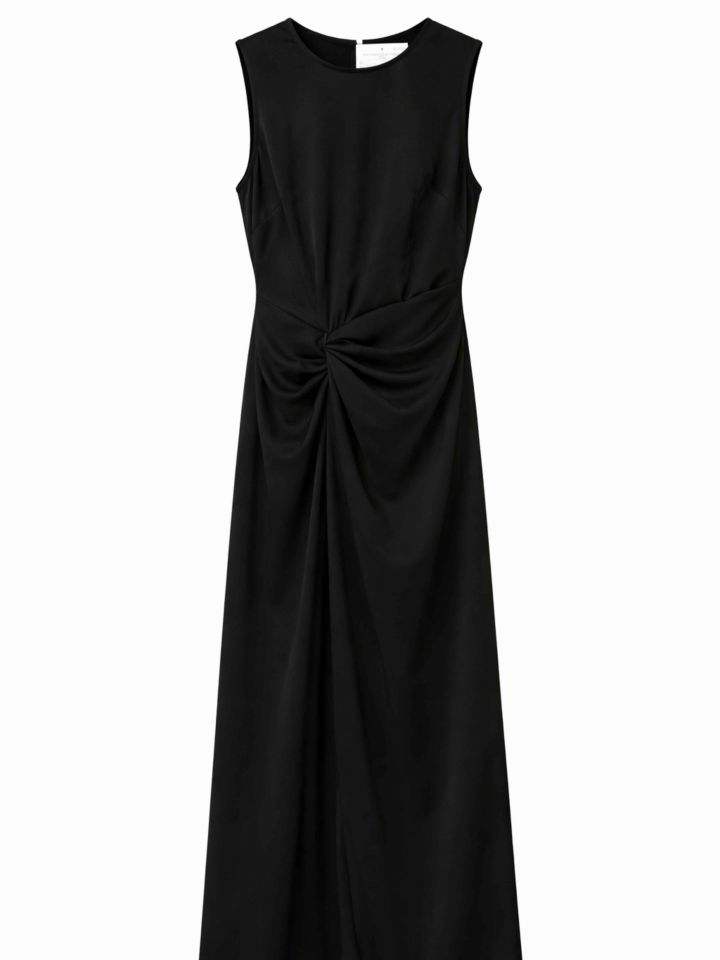 שמלה סטן PARIS בצבע שחור