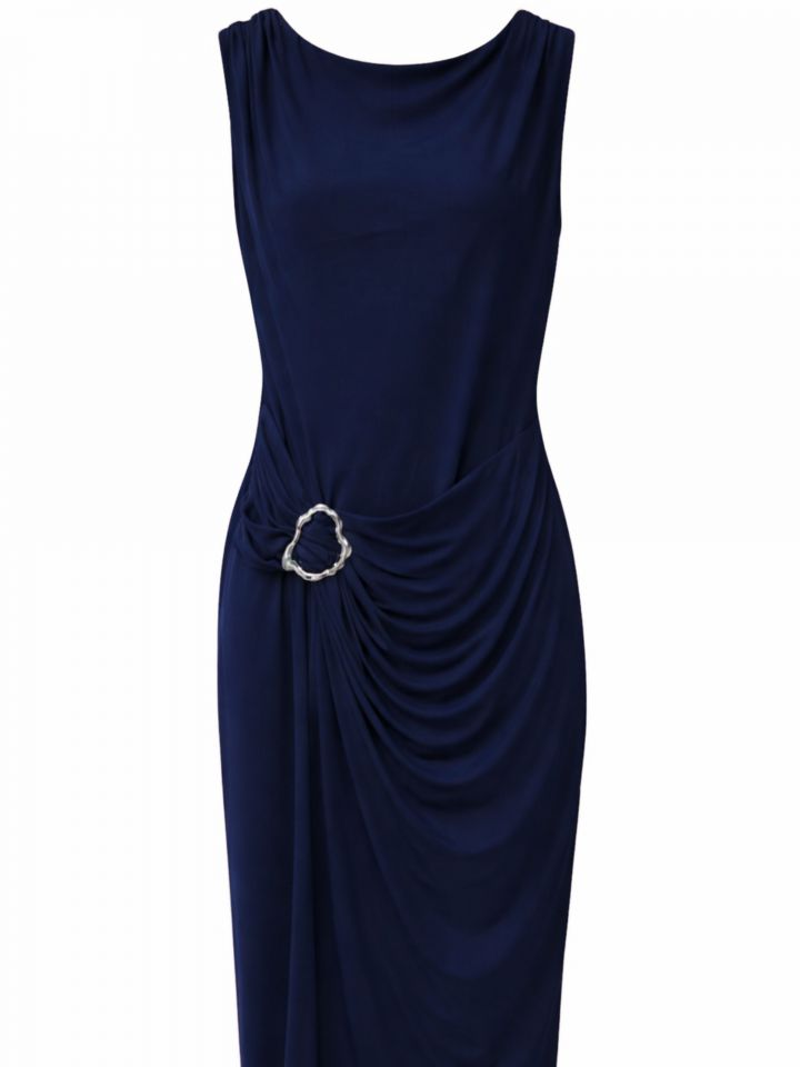 שמלה אבזם צד בצבע נייבי