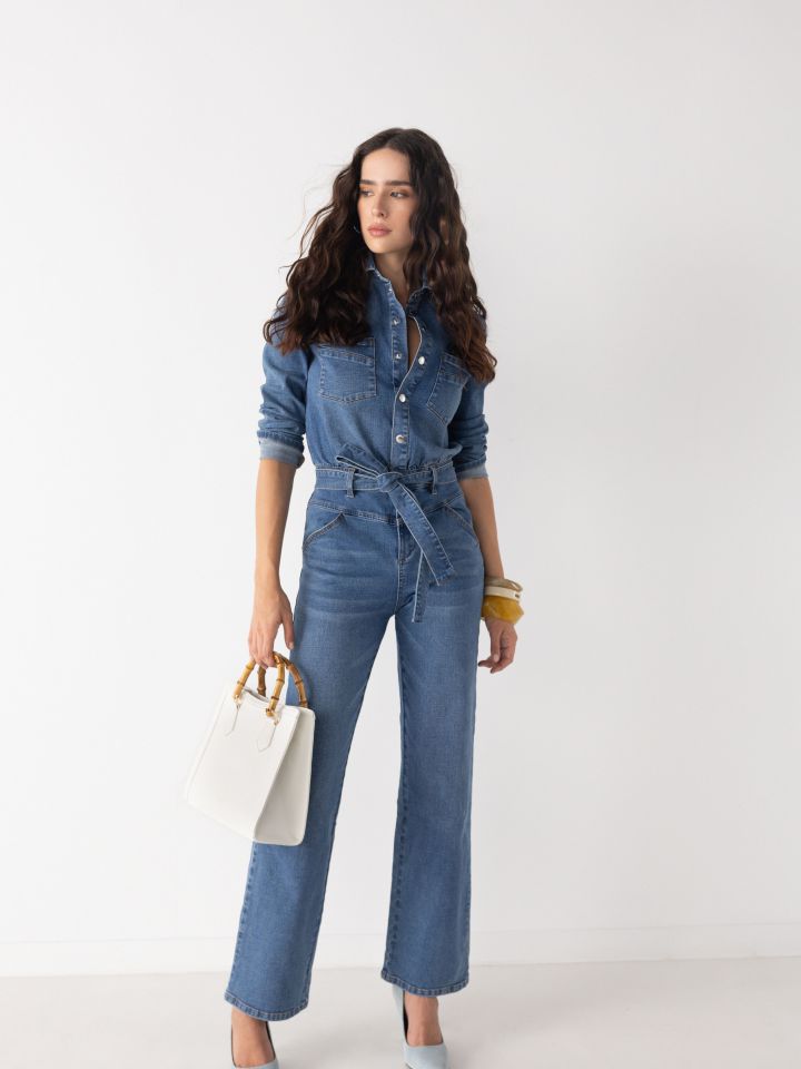 אוברול ג’ינס EDEN בצבע ג’ינס