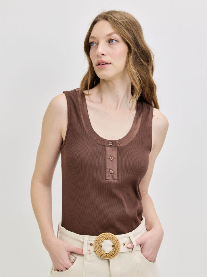 גופיה שינה סטן PROMO בצבע חום