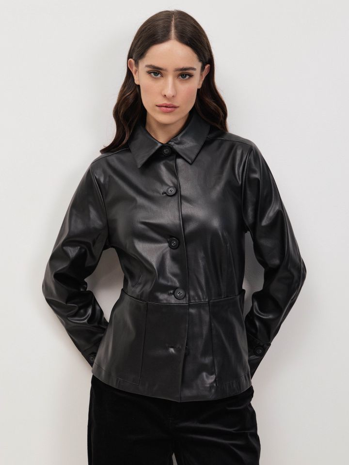 ג’קט דמוי עור PROMO בצבע שחור