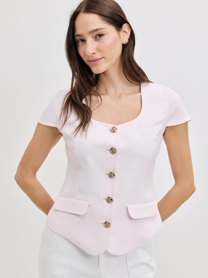 וסט כפתורים ROMI בצבע ורוד