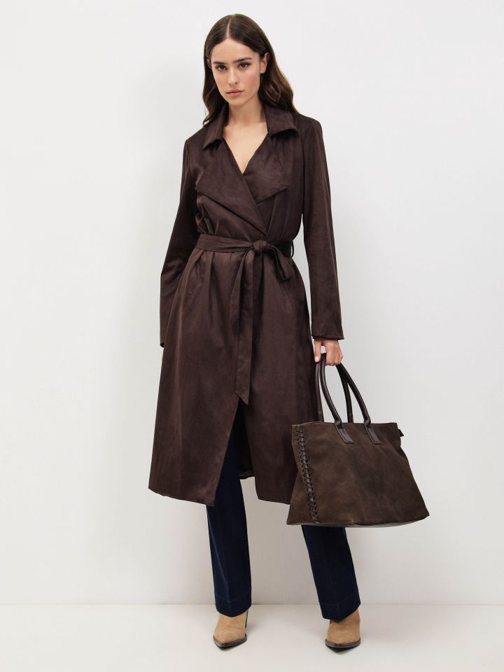 מעיל מראה זמש בצבע חום