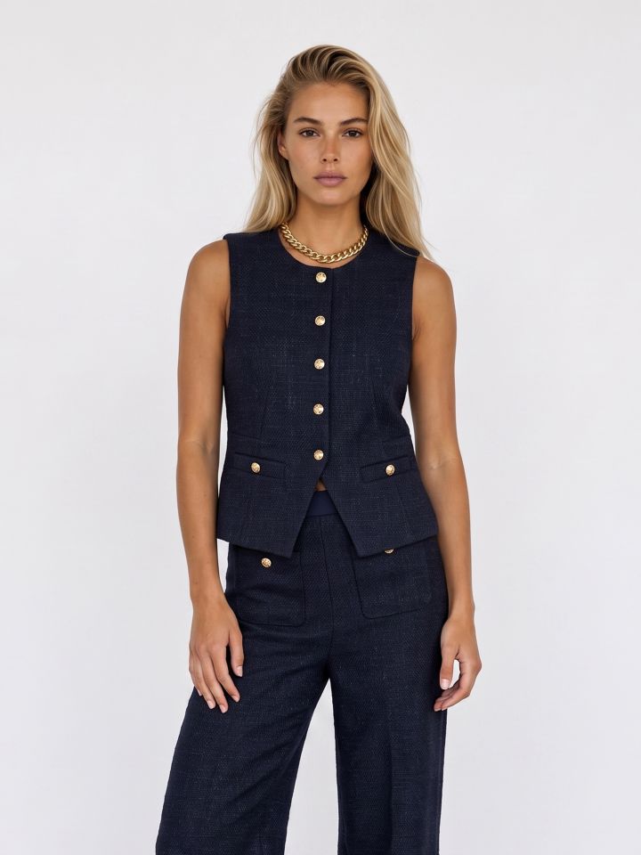 וסט LIA כפתורים בצבע נייבי