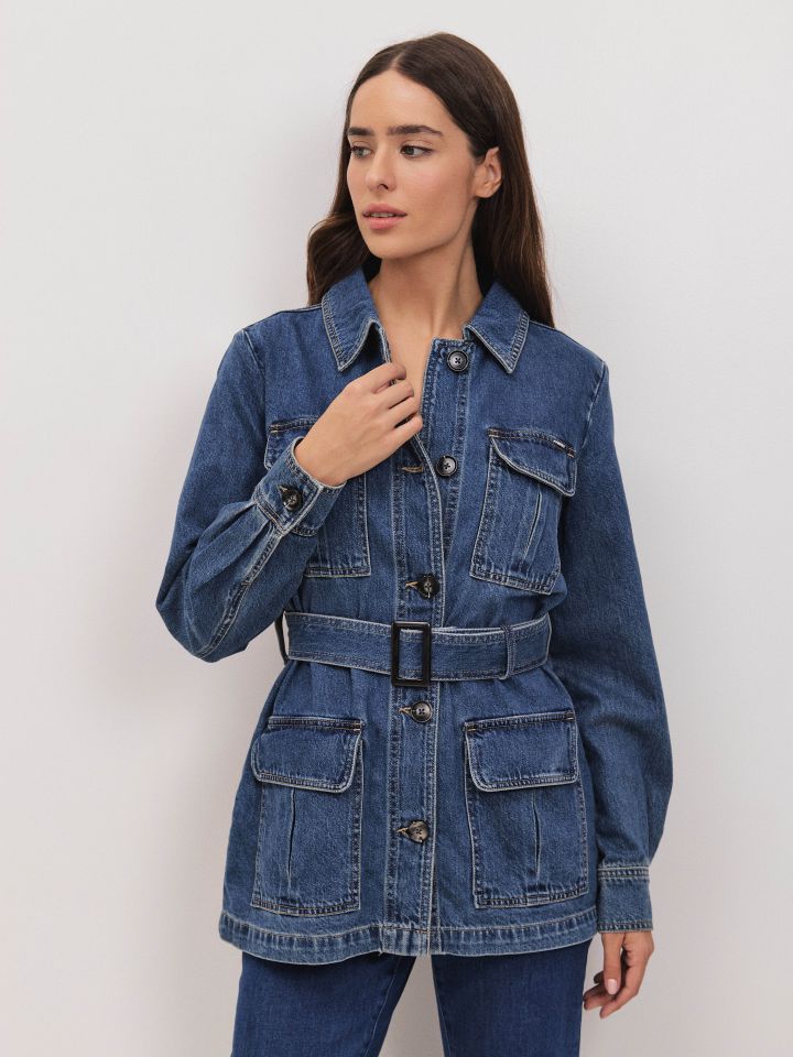 ג’קט ג’ינס כיסים בצבע ג’ינס