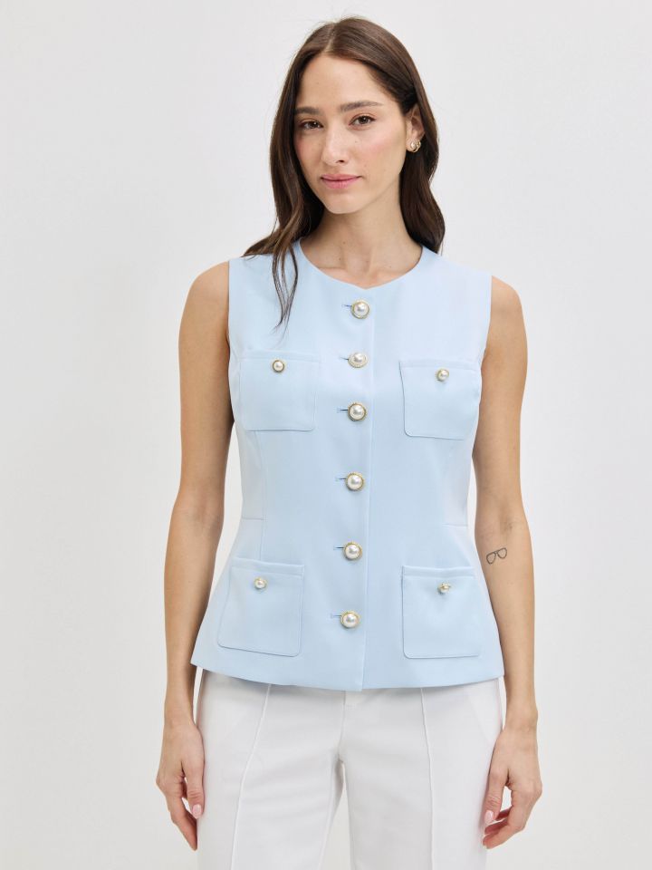 וסט כפתורים SHIRA בצבע תכלת