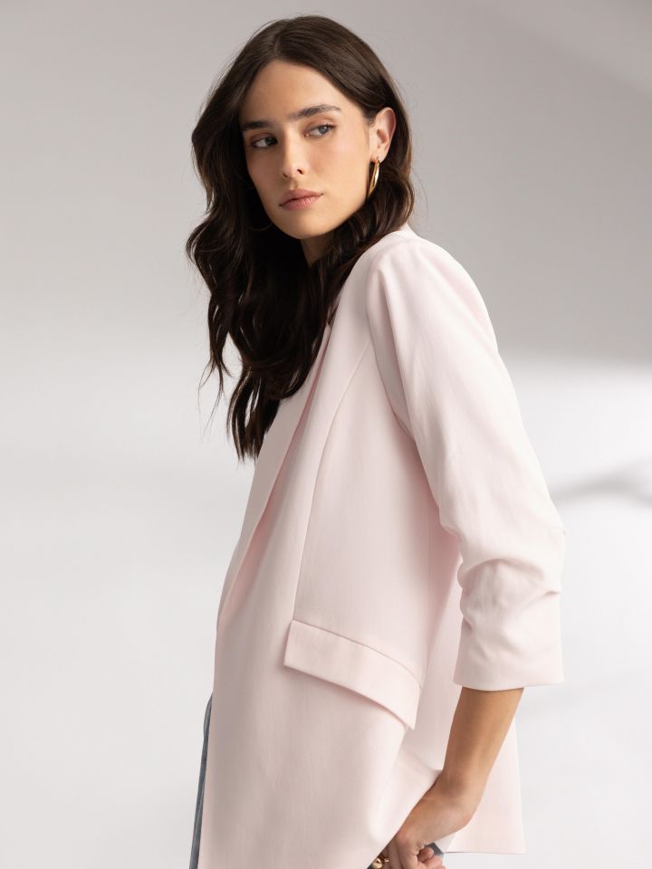 ג’קט כיווץ בשרוול PROMO בצבע ורוד