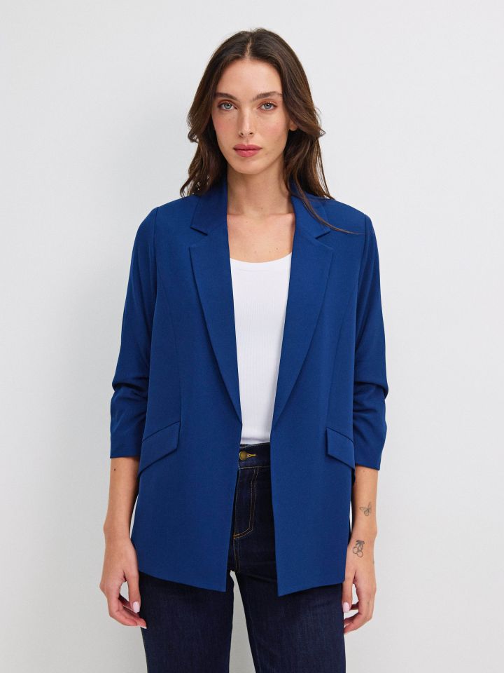 ג’קט כיווץ בשרוול PROMO בצבע כחול אינדיגו