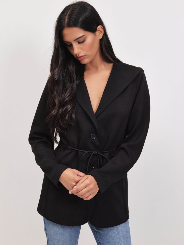 ג’קט קפוצ’ון PROMO בצבע שחור