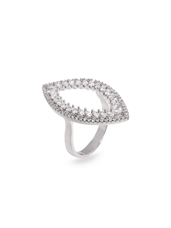 טבעת שיבוץ טיפה בצבע כסף