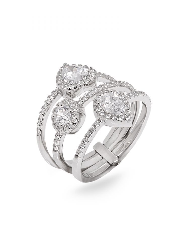 טבעת שלוש שכבות בצבע כסף