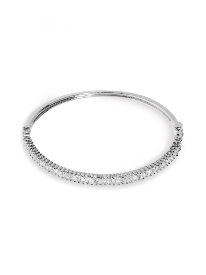 צמיד קשיח משובץ בצבע כסף