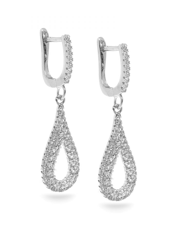 עגילי טיפה כפולה בצבע כסף