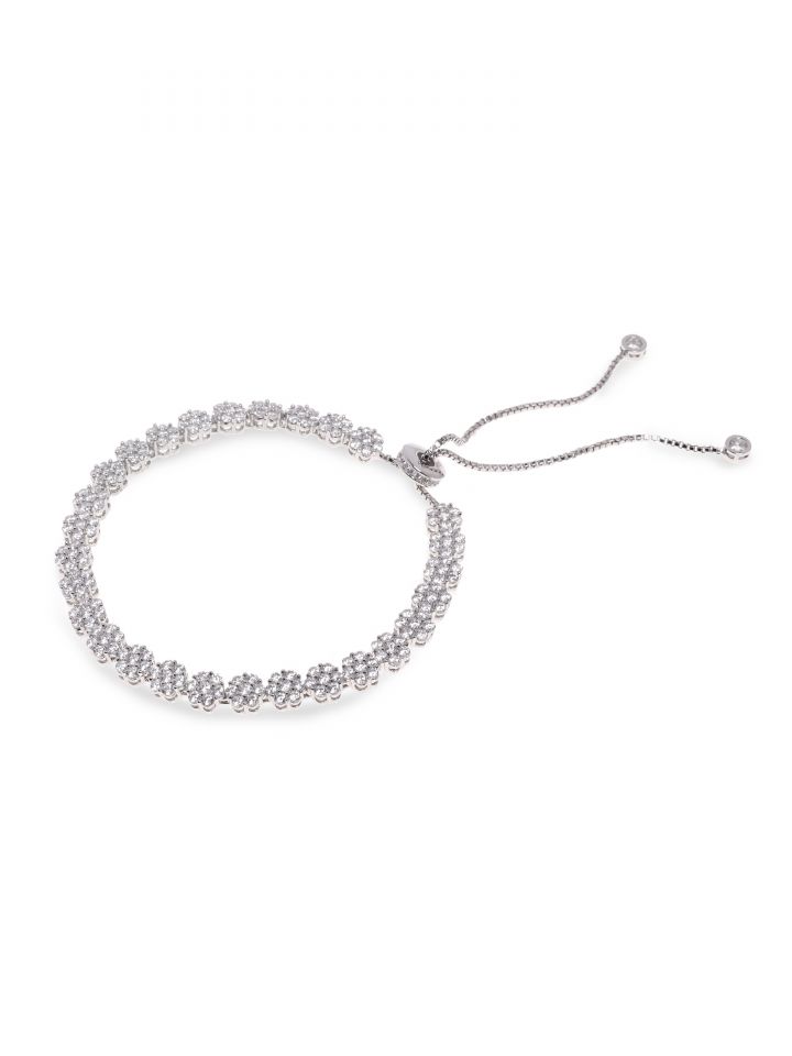 צמיד עיגולים משובץ בצבע כסף