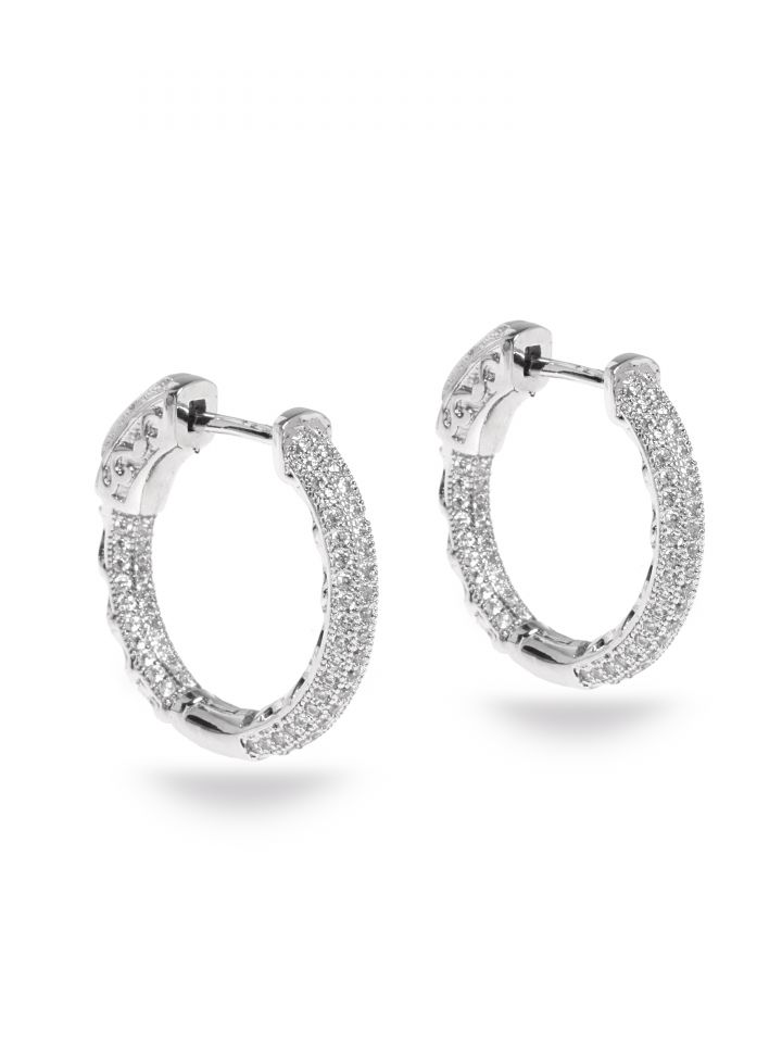 עגילי חישוק משובצים בצבע כסף