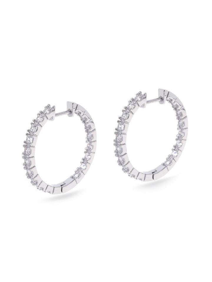 עגילי חישוק גלים בצבע כסף