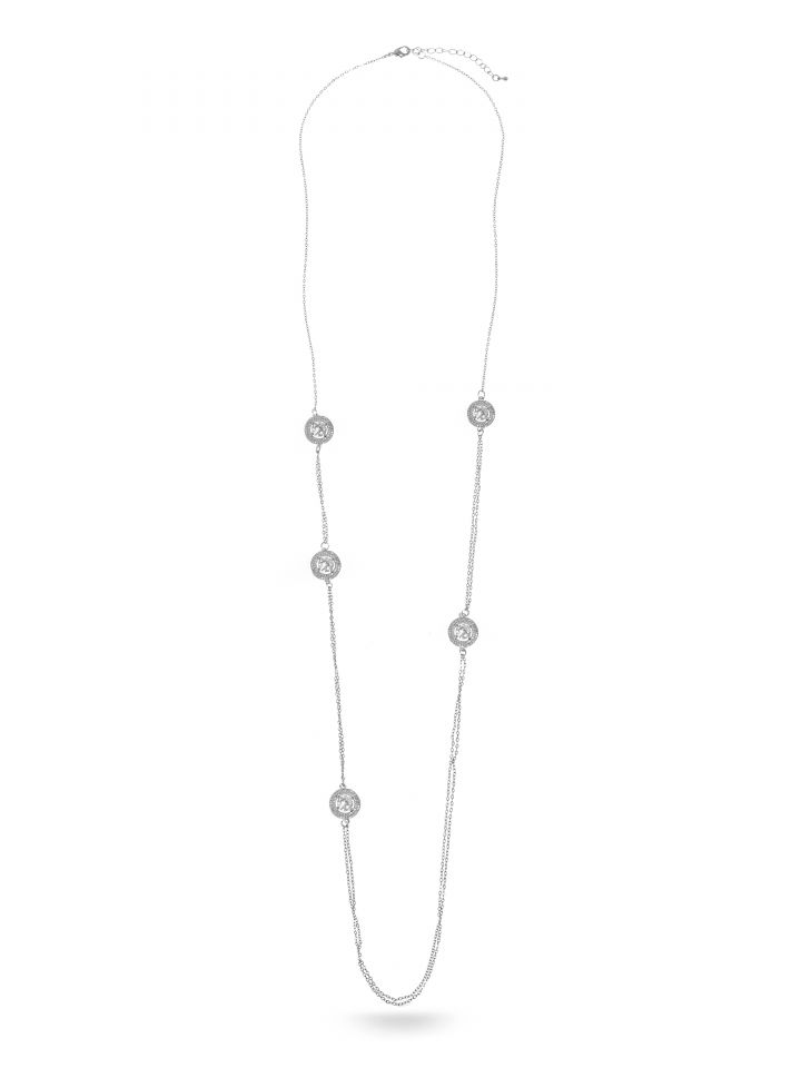 שרשרת שיבוצים ארוכה בצבע כסף