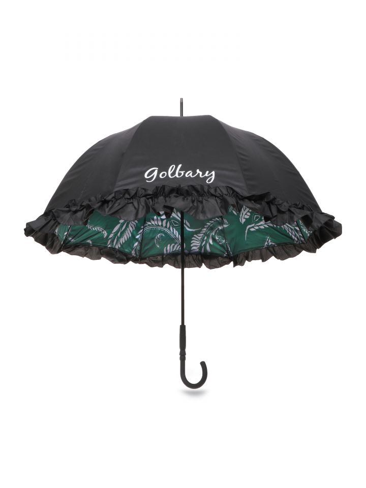 מטריית מלמלה דפוס פייזלי פנימי בצבע שחור