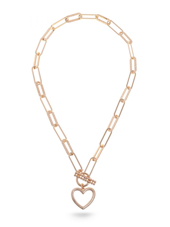שרשרת גורמט תליון לב בצבע זהב