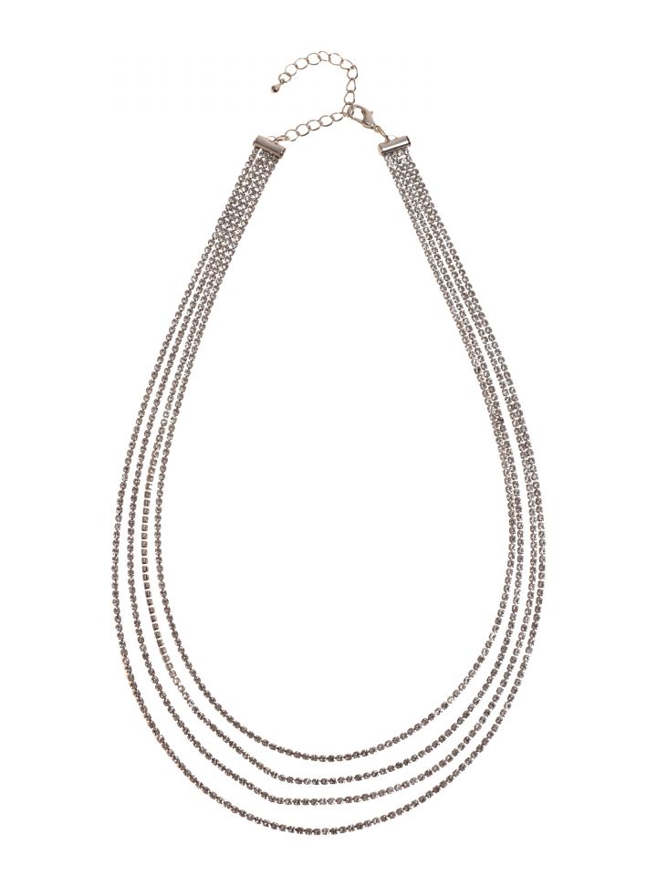 שרשרת שיבוצים שכבות בצבע כסף