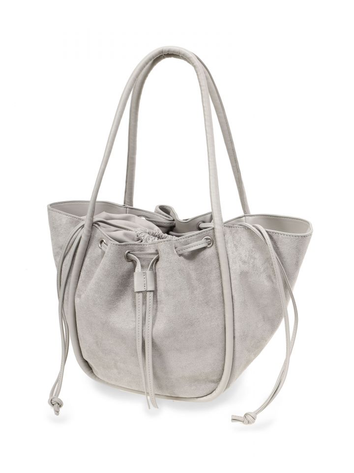 תיק יד דמוי זמש כיווץ בצבע אפור