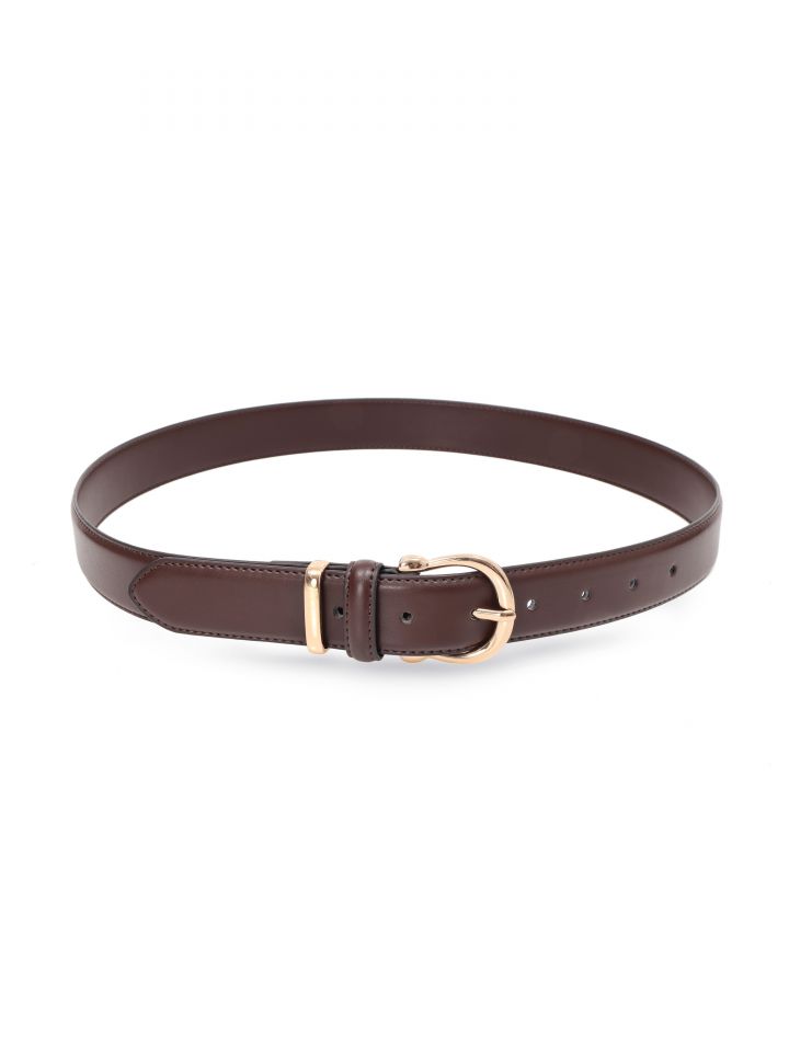 חגורה אבזם מעוגל PARIS בצבע חום