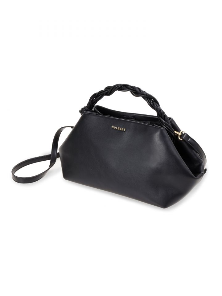 תיק קלאץ רצועה מסובבת בצבע שחור