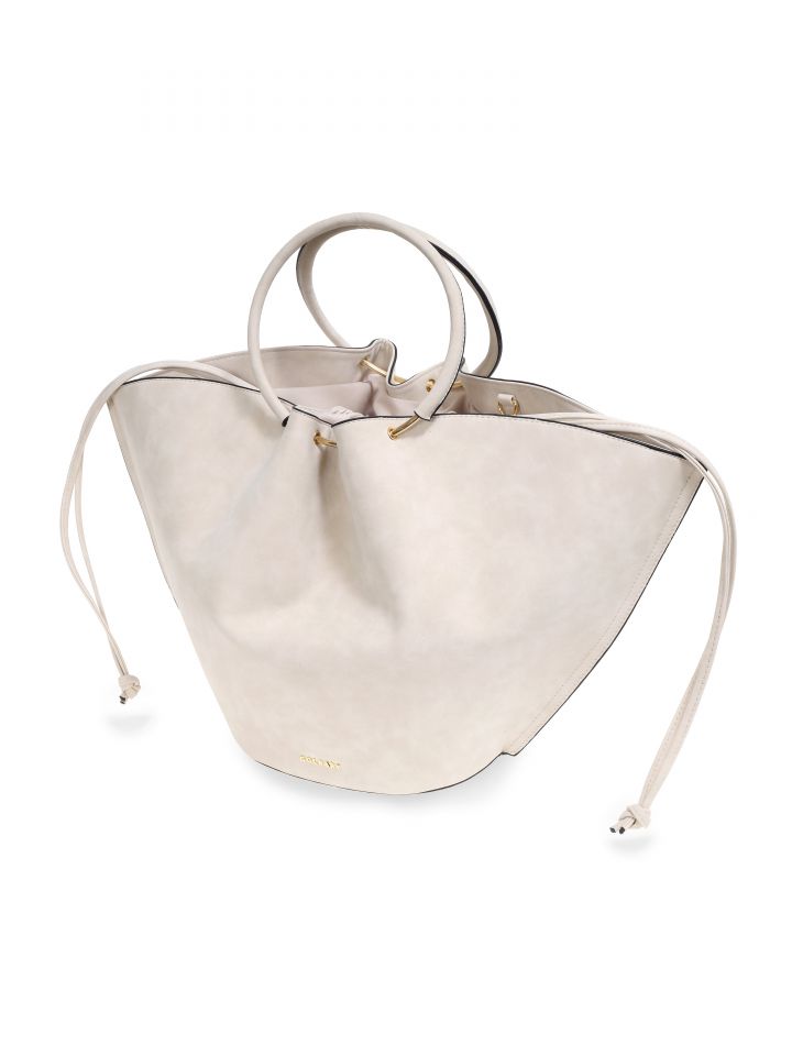 תיק דמוי זמש ידיות חישוק בצבע בייז’