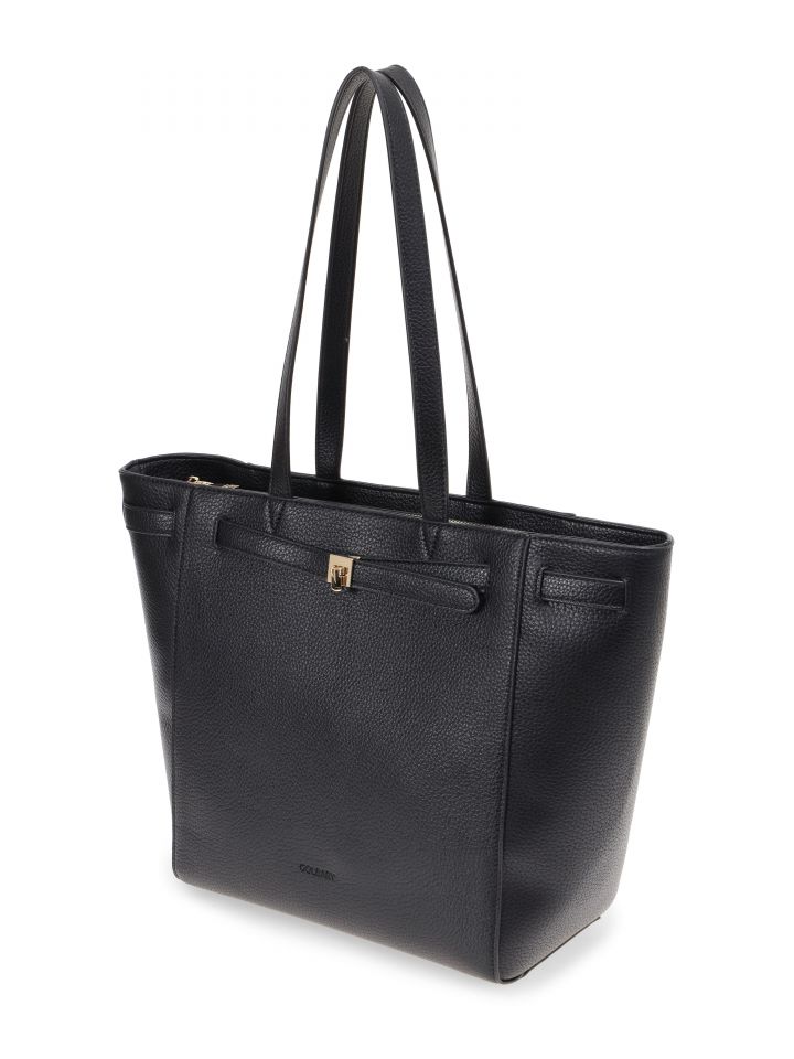 תיק יד חגורה עם אבזם בצבע שחור