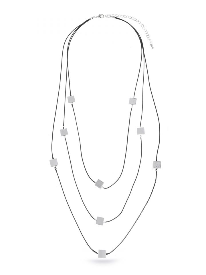 שרשרת שכבות שילוב ריבוע בצבע שחור